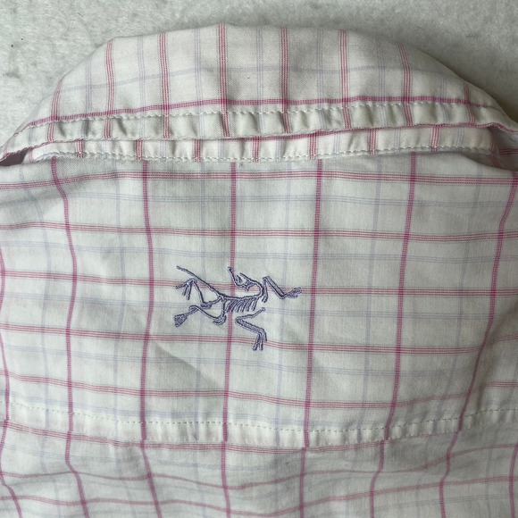 ArcTeryx Womens Plaid Long Sleeve Button Up Shirt White Pink Blue Size Small - Picture 4 of 9